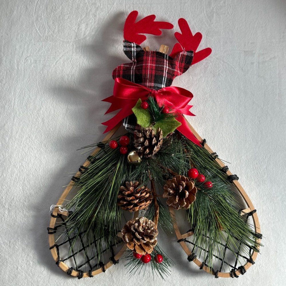Decorative Shoe Shoes for Wall w/Red Plaid Deer Head - Brand New
